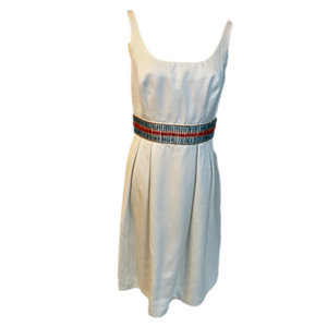 Carmen Marc Valvo white beaded waist cocktail dress, worn once, size 4